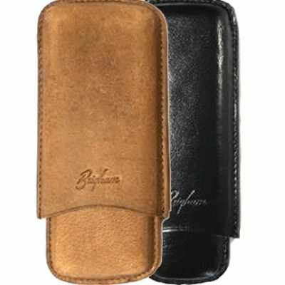 Brigham Cigar Case 2-Finger Corona Natural/Black