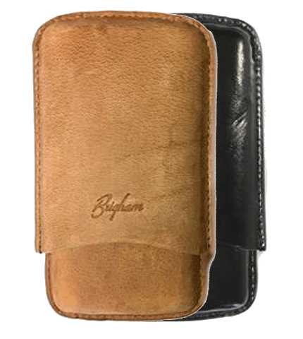 Brigham Cigar Case 3-Finger Robusto Natural/Black