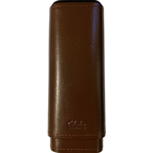 Three finger chocolate brown cigar case Churchill size