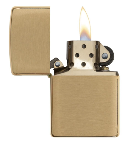 Classic Brushed Brass Zippo Lighter - Victory Cigars