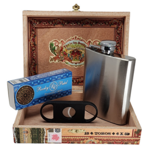 Hip Flask and Cigar Box Gift Set